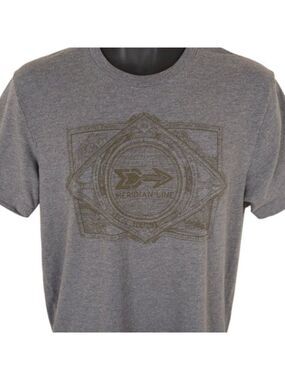Travel Adventure T Shirt Mens Size Medium Gray Meridian Line Art Tee